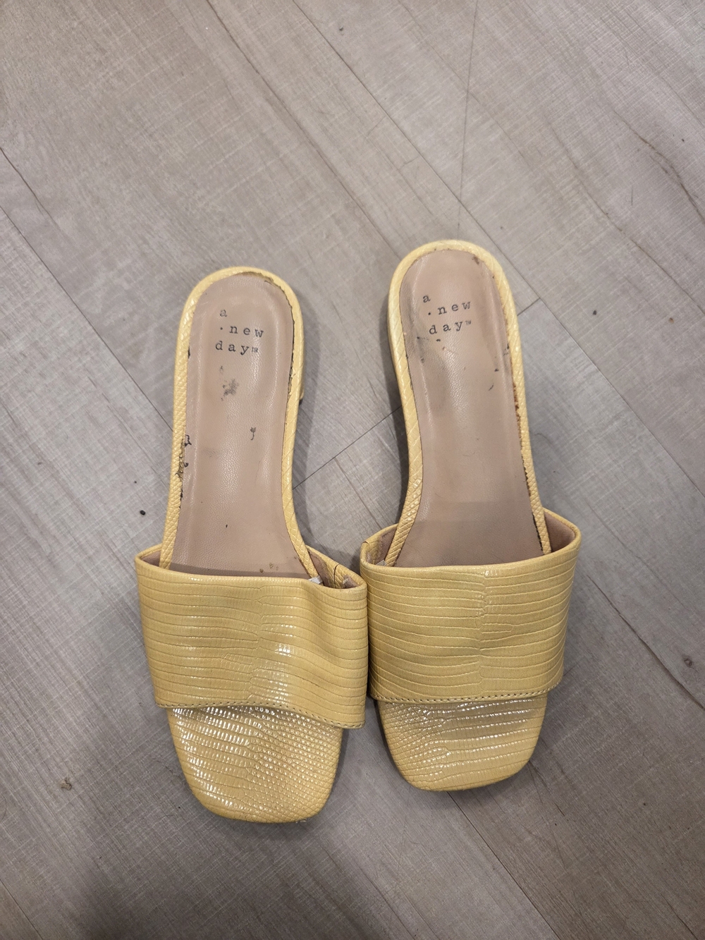 a new day Yellow Textured Slide Mules